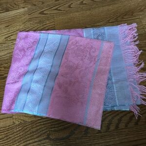 Descours PARIS vintage woven shawl in pink and blue